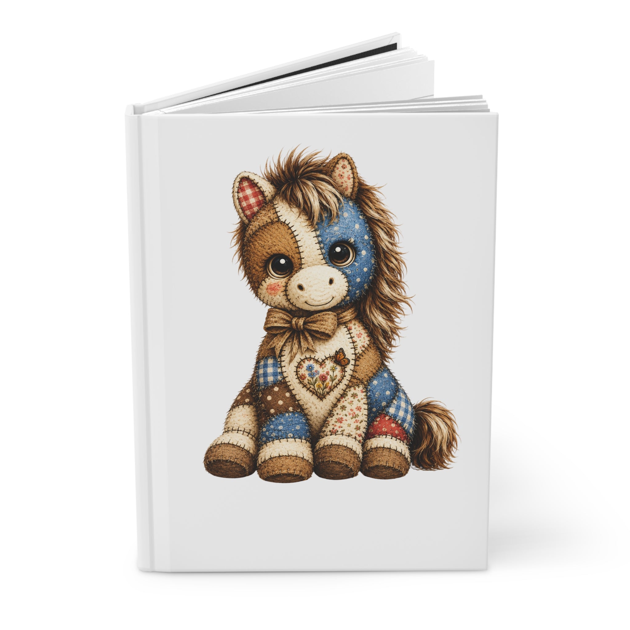 Patchwork Pony Hardcover Journal — Cute Plush Horse Notebook for Kids & Gifts