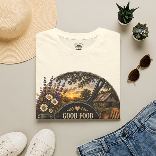 Good Food, Good Memories That Last a Lifetime | Rustic Cast Iron Skillet Farmhouse T-Shirt
