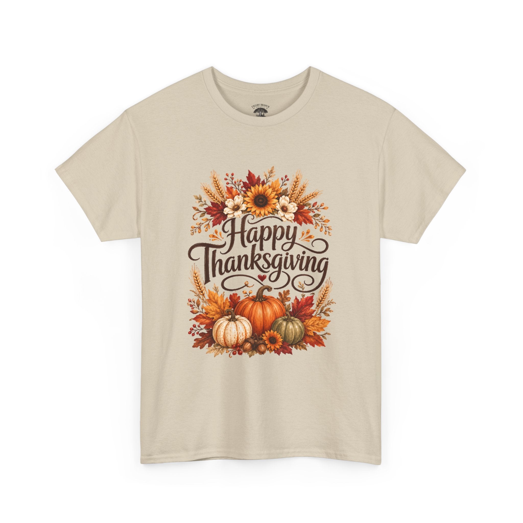 Happy Thanksgiving Tee — Pumpkin & Sunflower Fall Holiday Shirt