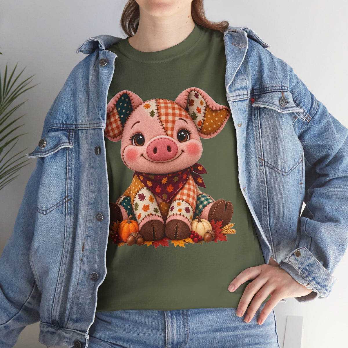 Patchwork Fall Pig T-Shirt