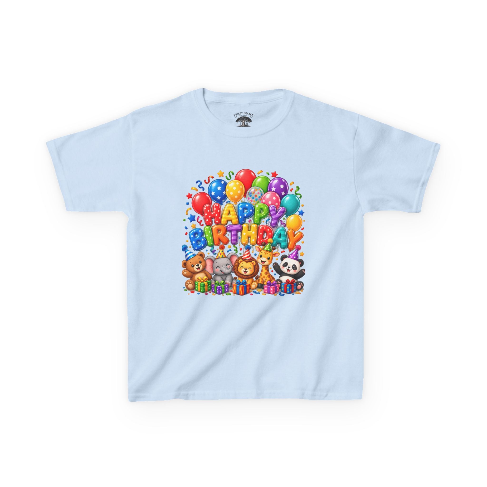 Kids 'Happy Birthday' Tee — Colorful Balloons & Cute Animals Birthday Shirt