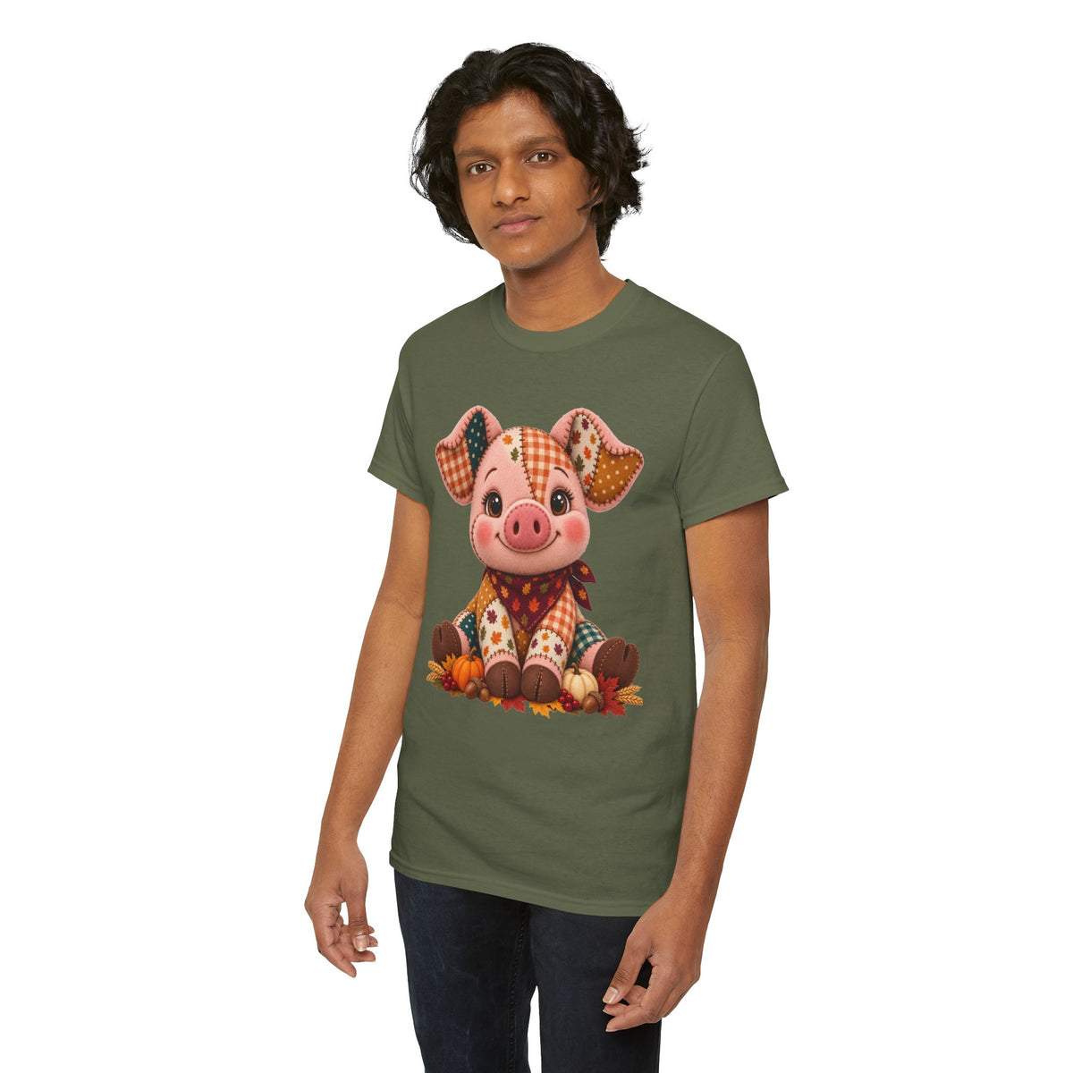 Patchwork Fall Pig T-Shirt