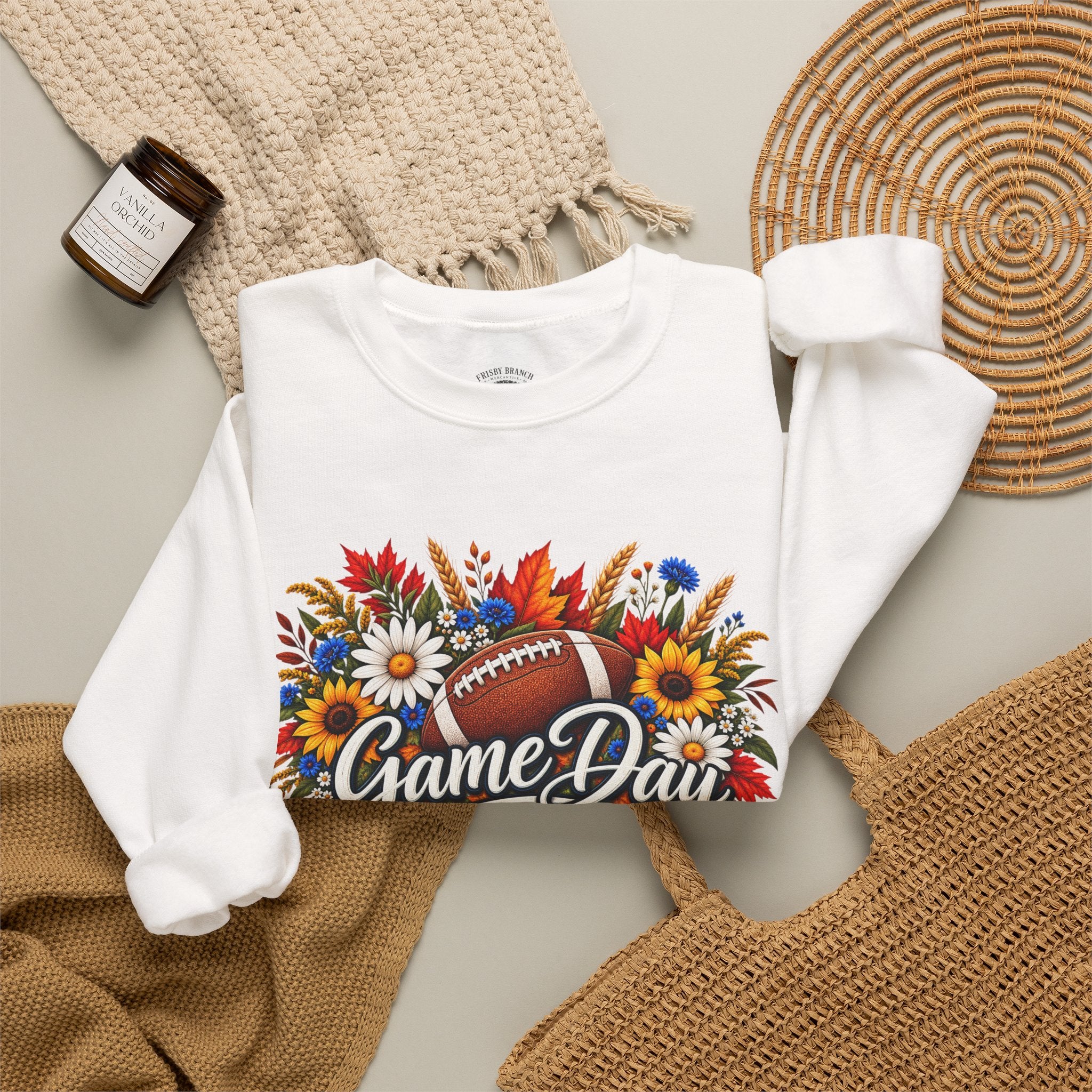 Game Day Floral Football Crewneck Sweatshirt