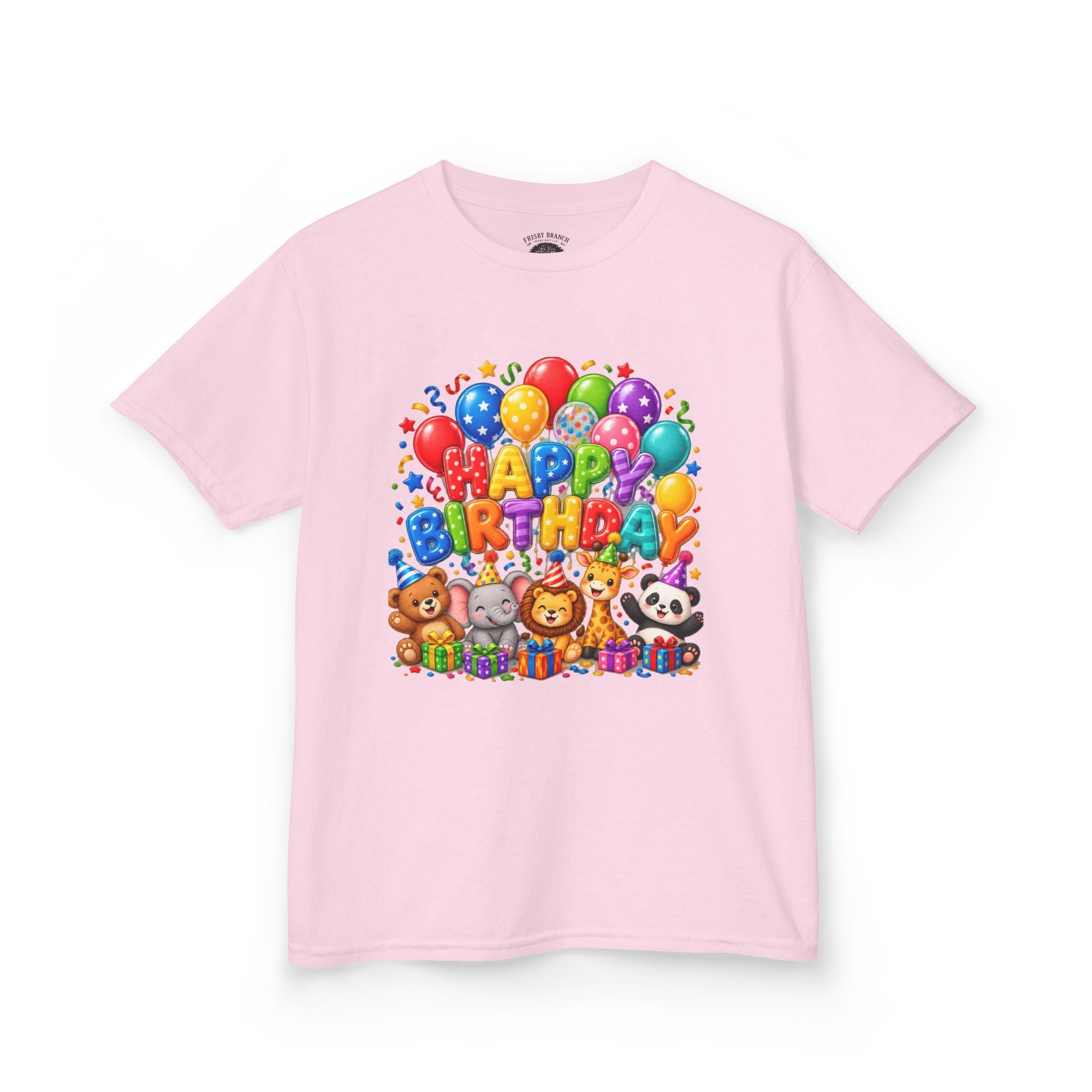 Kids 'Happy Birthday' Tee — Colorful Balloons & Cute Animals Birthday Shirt