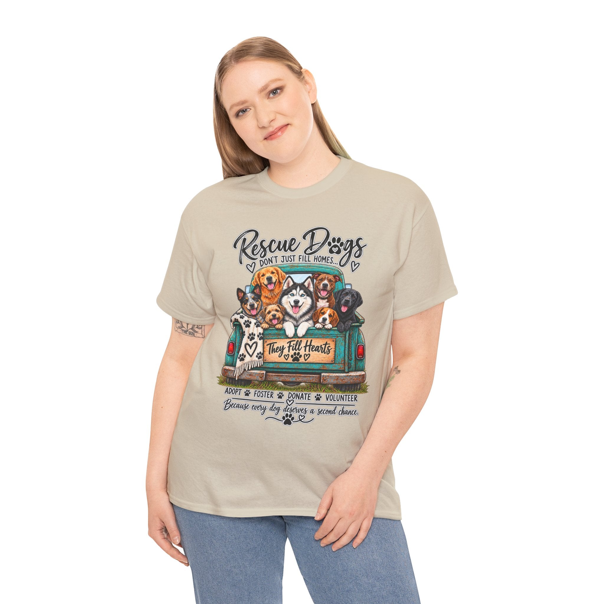 Rescue Dogs Truck T-Shirt — 'They Fill Hearts' Shelter Rescue Tee
