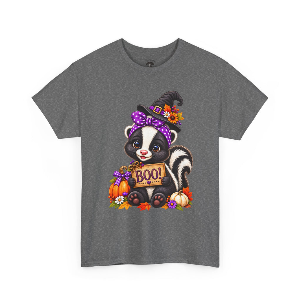 Halloween Skunk Tee – Cute Witch Hat ‘Boo!’ Pumpkin Graphic T-Shirt