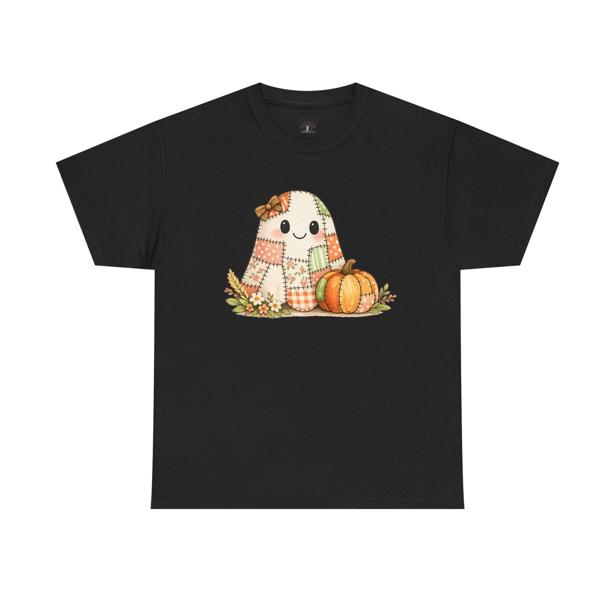 Cute Patchwork Ghost Tee — Fall Pumpkin Halloween T‑Shirt