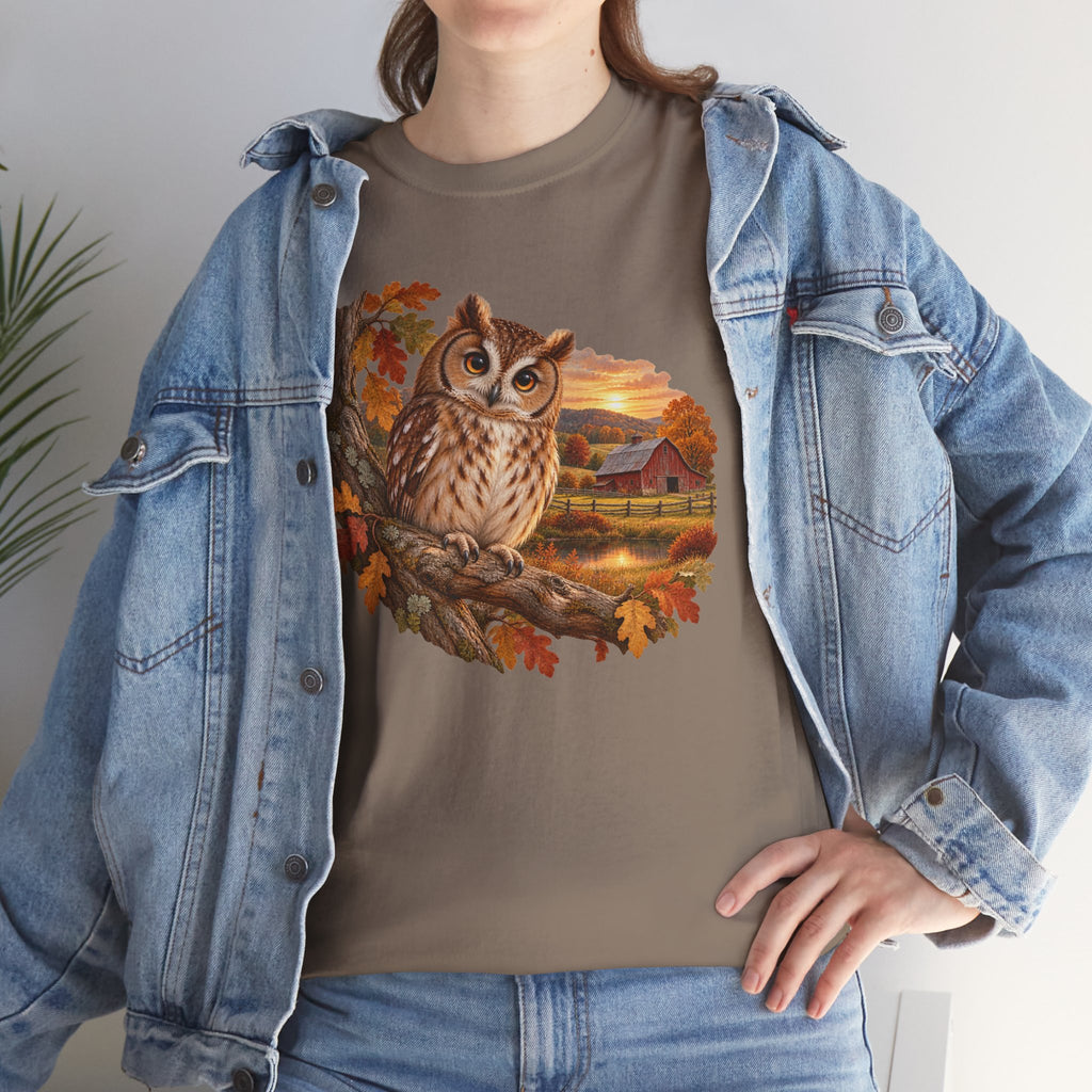 Owl Autumn Tee — Vintage Fall Owl Graphic T-Shirt