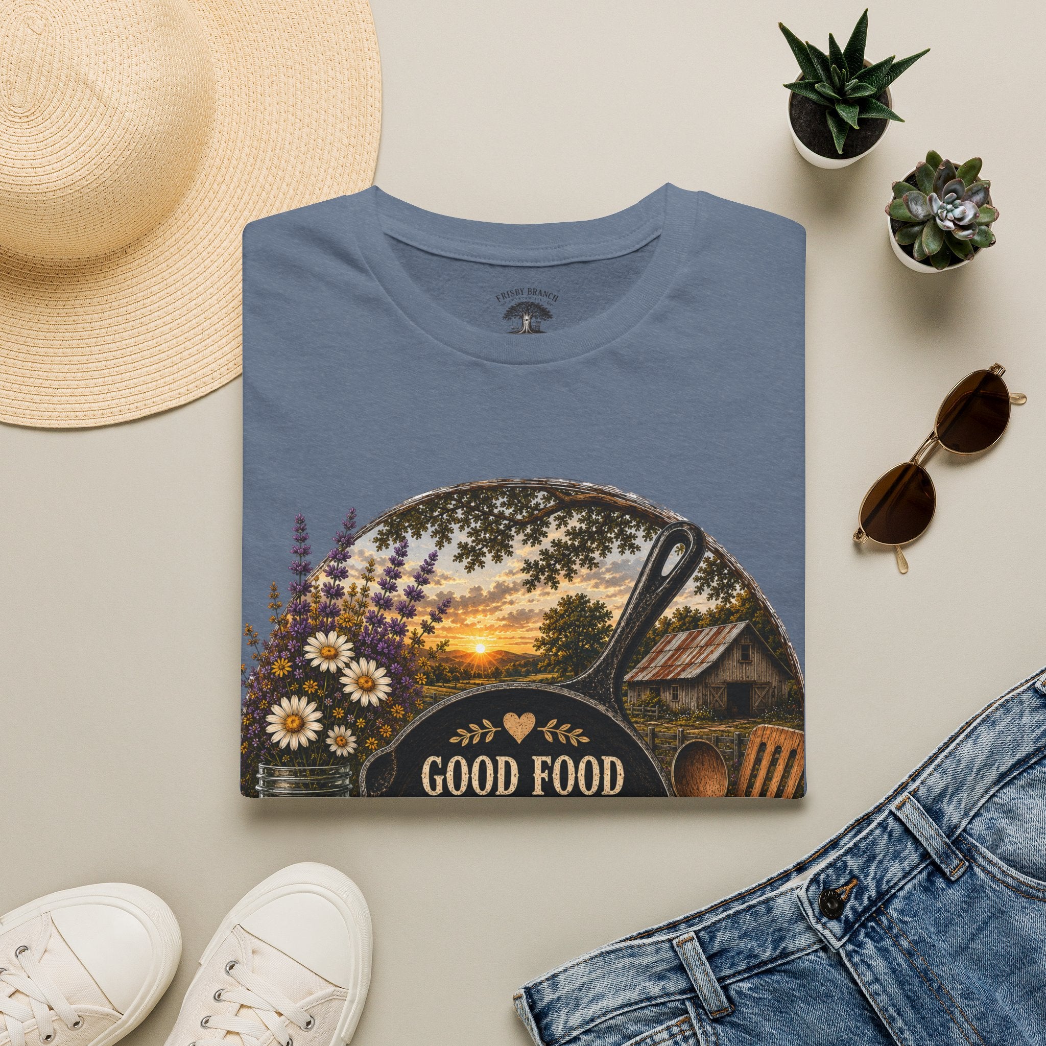 Good Food, Good Memories That Last a Lifetime | Rustic Cast Iron Skillet Farmhouse T-Shirt