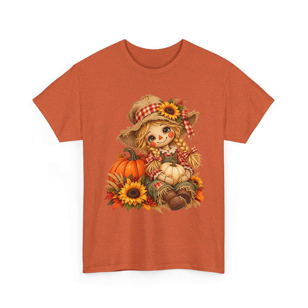 Autumn Scarecrow Tee — Cute Fall Pumpkin & Sunflower Graphic