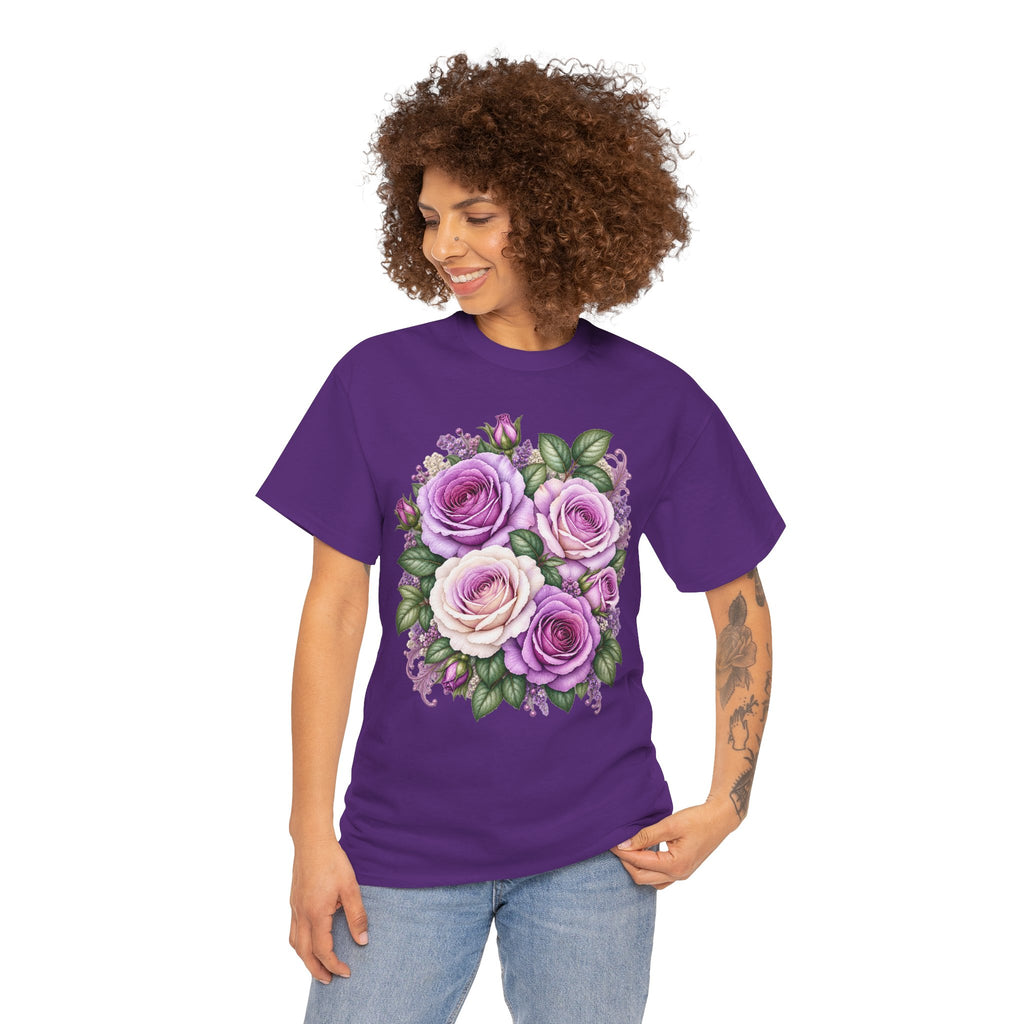 Purple Rose Bouquet T-Shirt — Vintage Floral Graphic Tee for Women & Men