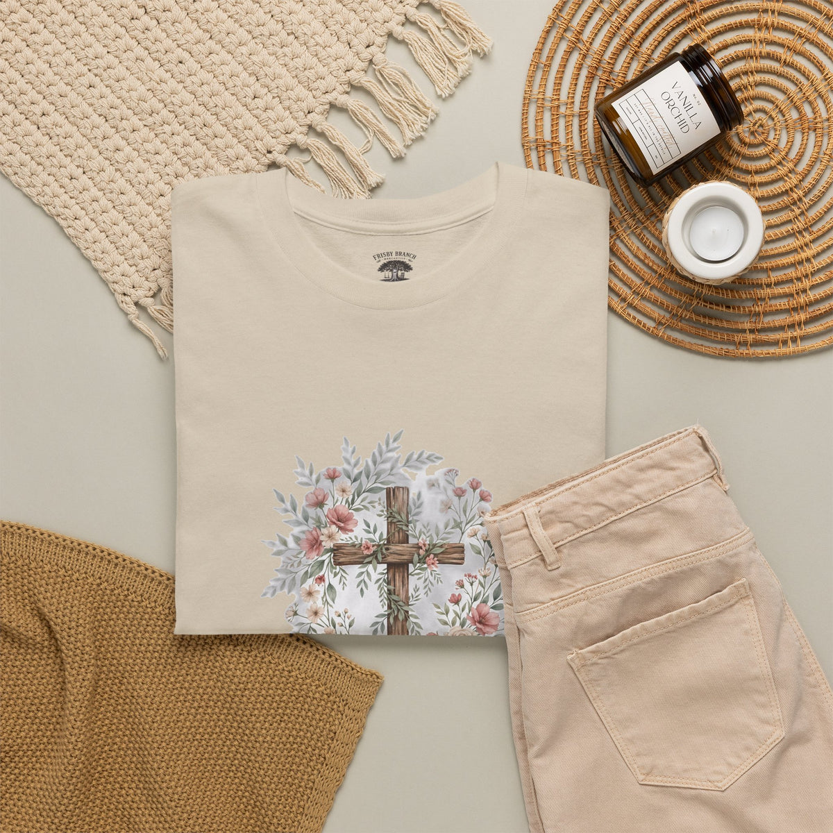 Faith Over Fear T-Shirt — Floral Cross Christian Graphic Tee