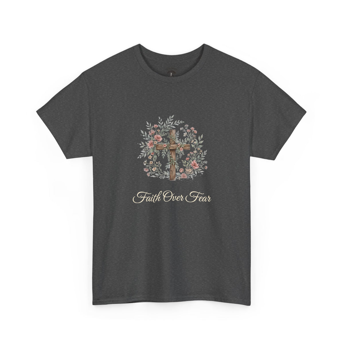 Faith Over Fear T-Shirt — Floral Cross Christian Graphic Tee