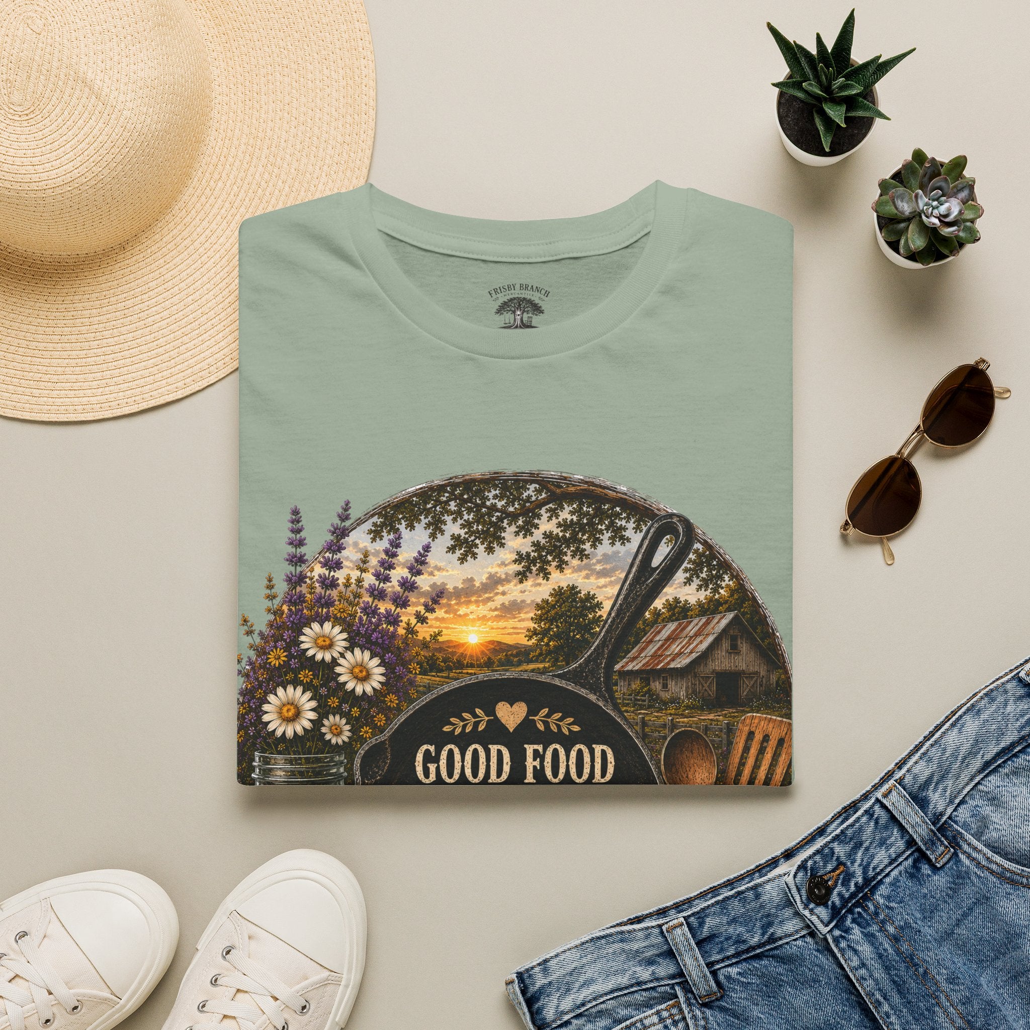 Good Food, Good Memories That Last a Lifetime | Rustic Cast Iron Skillet Farmhouse T-Shirt