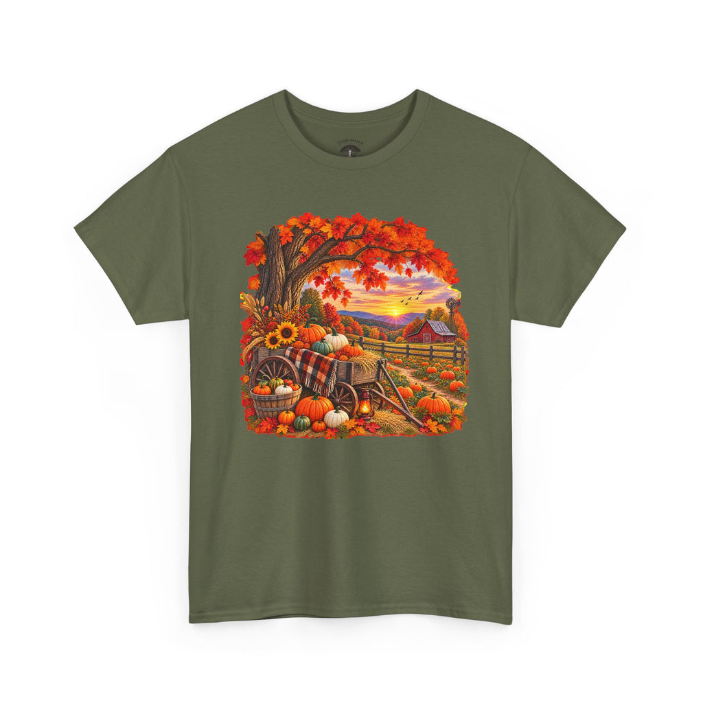 Autumn Harvest T‑Shirt — Fall Pumpkin Patch Sunset Tee