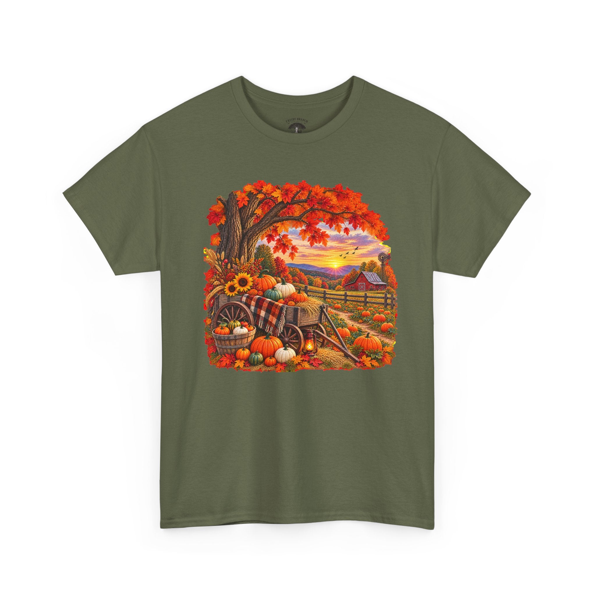 Autumn Harvest T‑Shirt — Fall Pumpkin Patch Sunset Tee