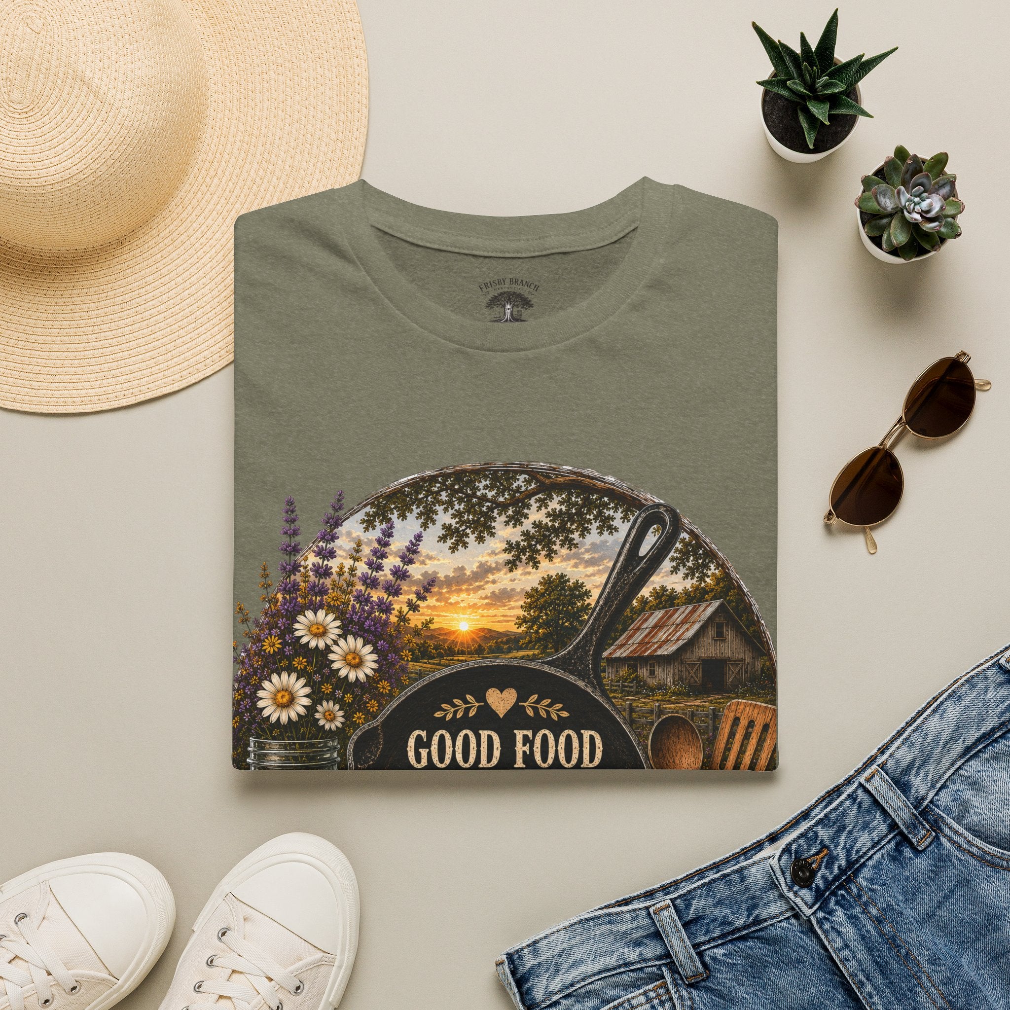 Good Food, Good Memories That Last a Lifetime | Rustic Cast Iron Skillet Farmhouse T-Shirt
