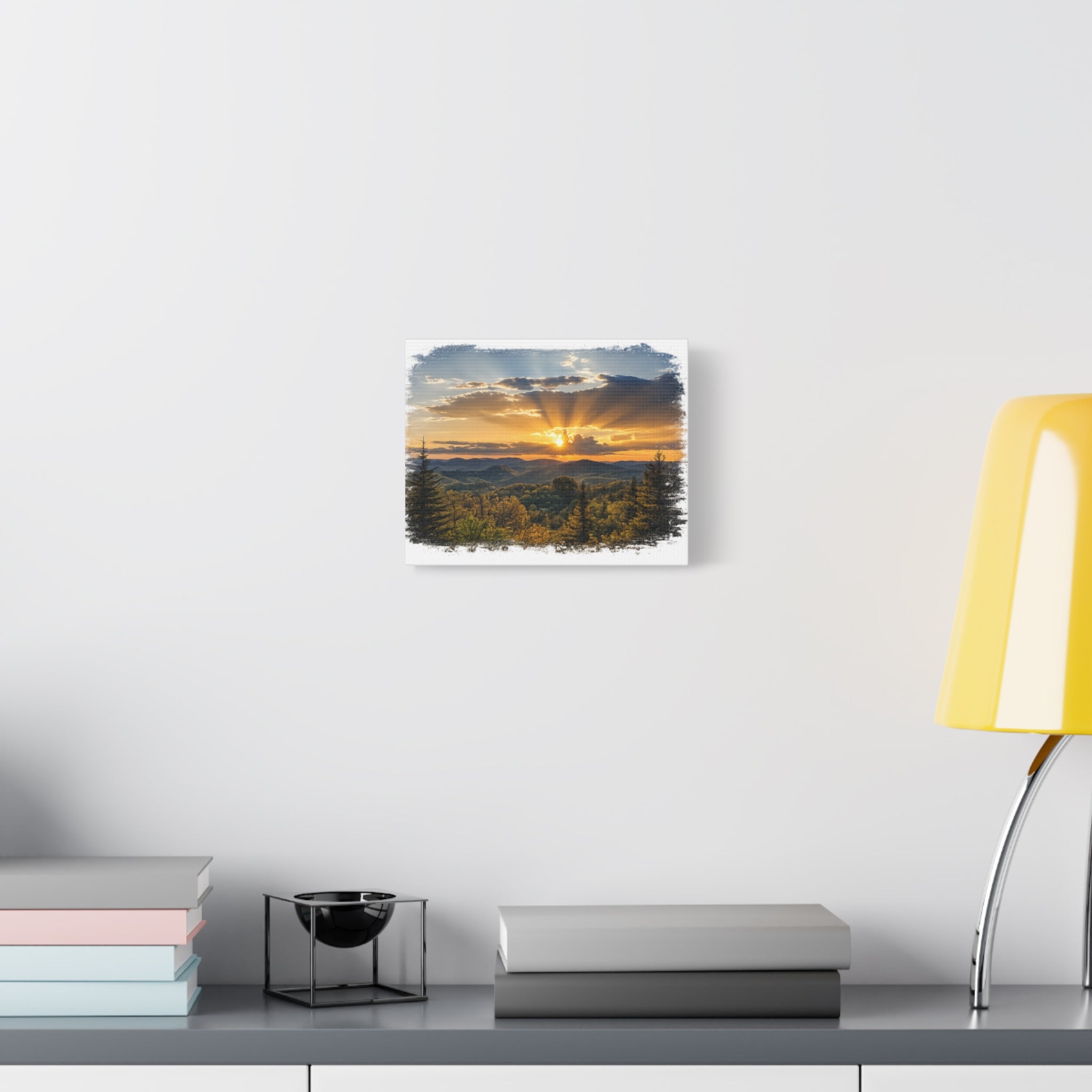 Sunrise Over Mountains Matte Canvas Wall Art — Stretched 1.25"