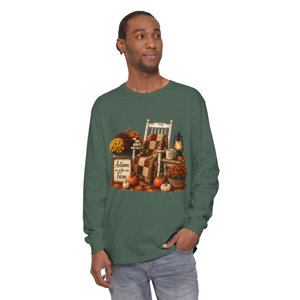 Autumn on the Farm Long Sleeve Tee — Cozy Fall Harvest Graphic Shirt