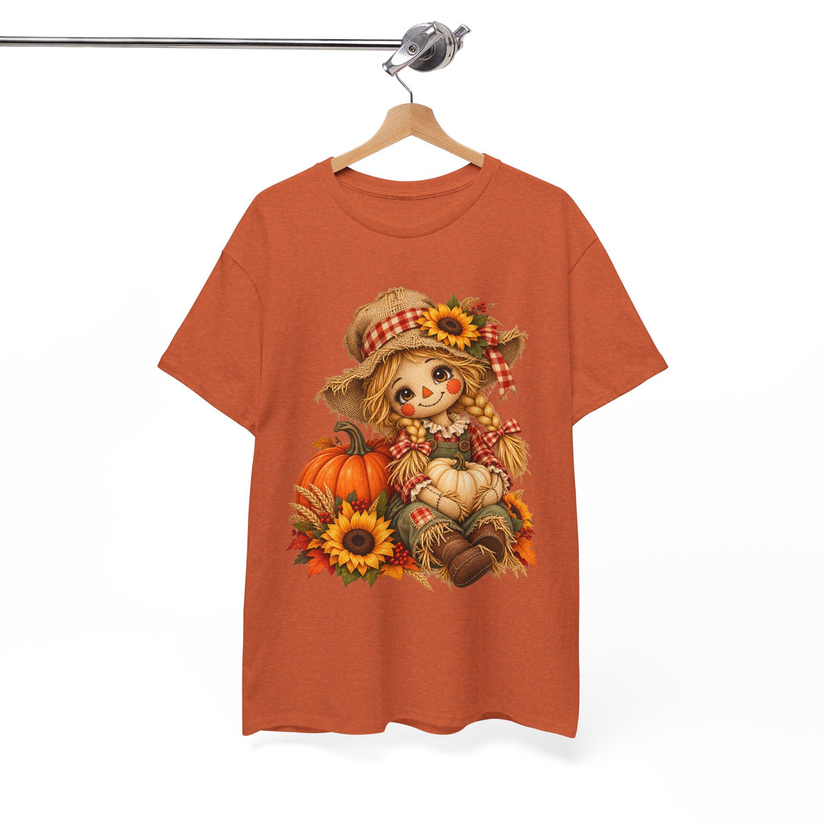 Autumn Scarecrow Tee — Cute Fall Pumpkin & Sunflower Graphic