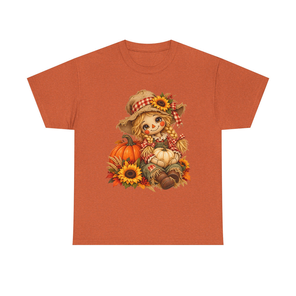 Autumn Scarecrow Tee — Cute Fall Pumpkin & Sunflower Graphic