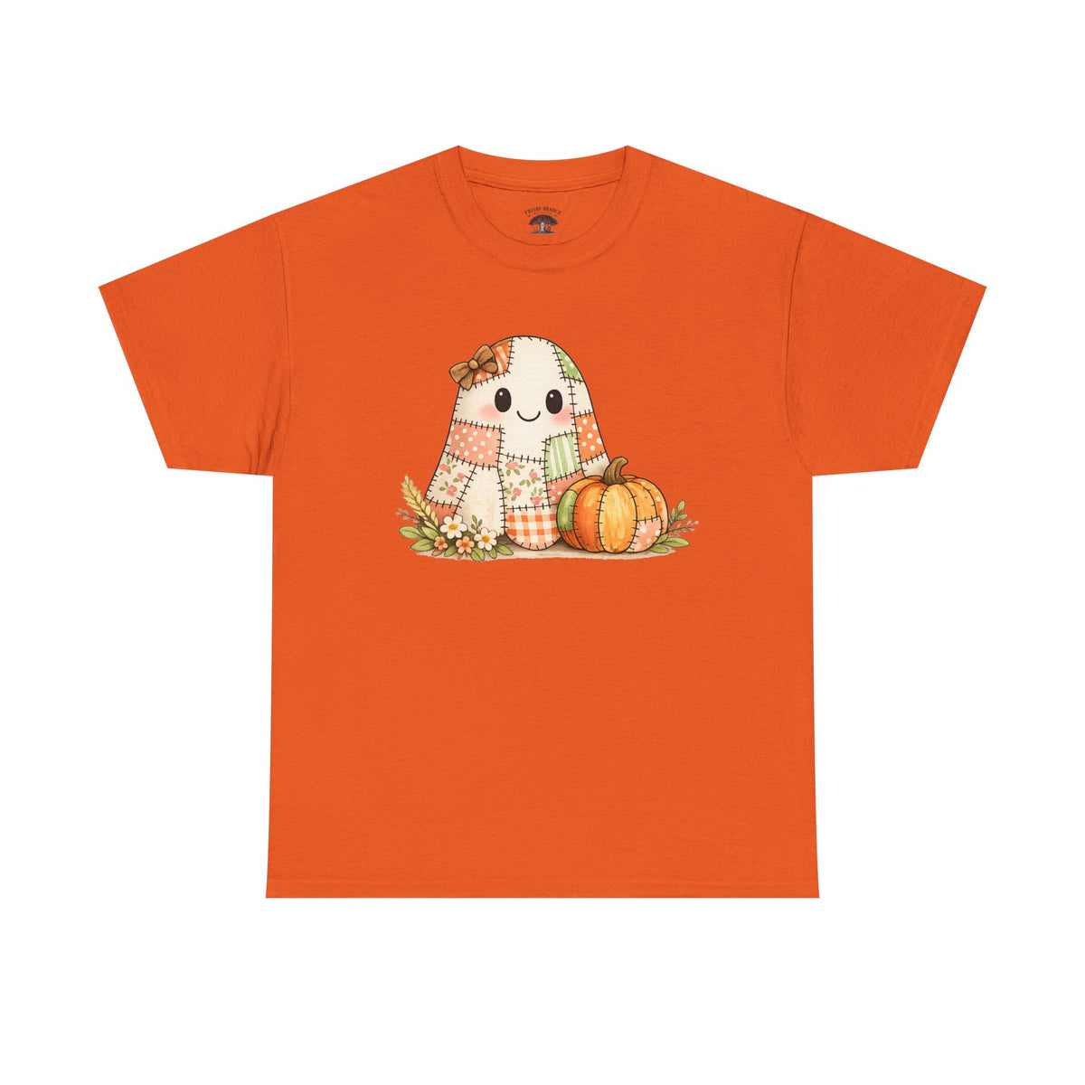 Cute Patchwork Ghost Tee — Fall Pumpkin Halloween T‑Shirt