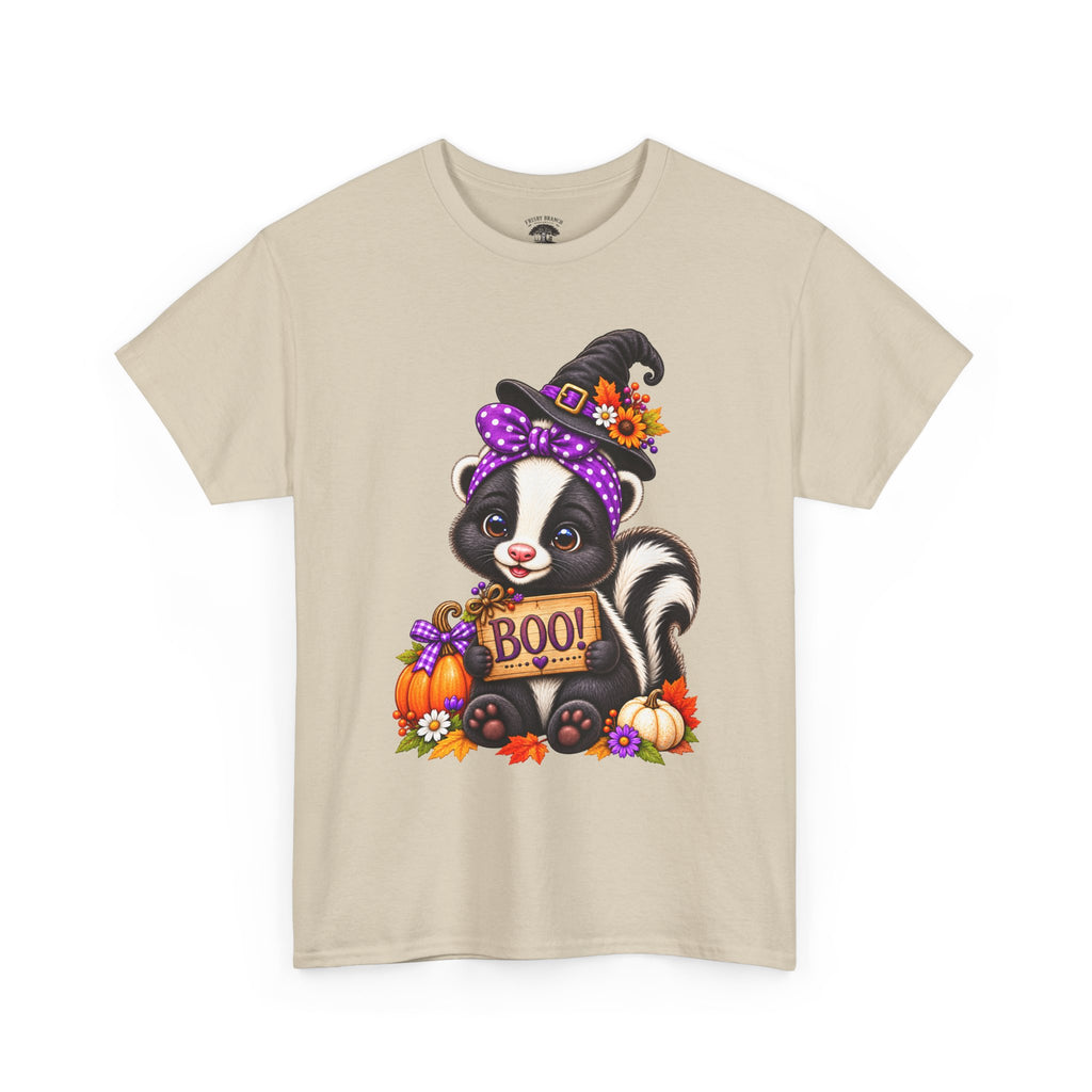 Halloween Skunk Tee – Cute Witch Hat ‘Boo!’ Pumpkin Graphic T-Shirt
