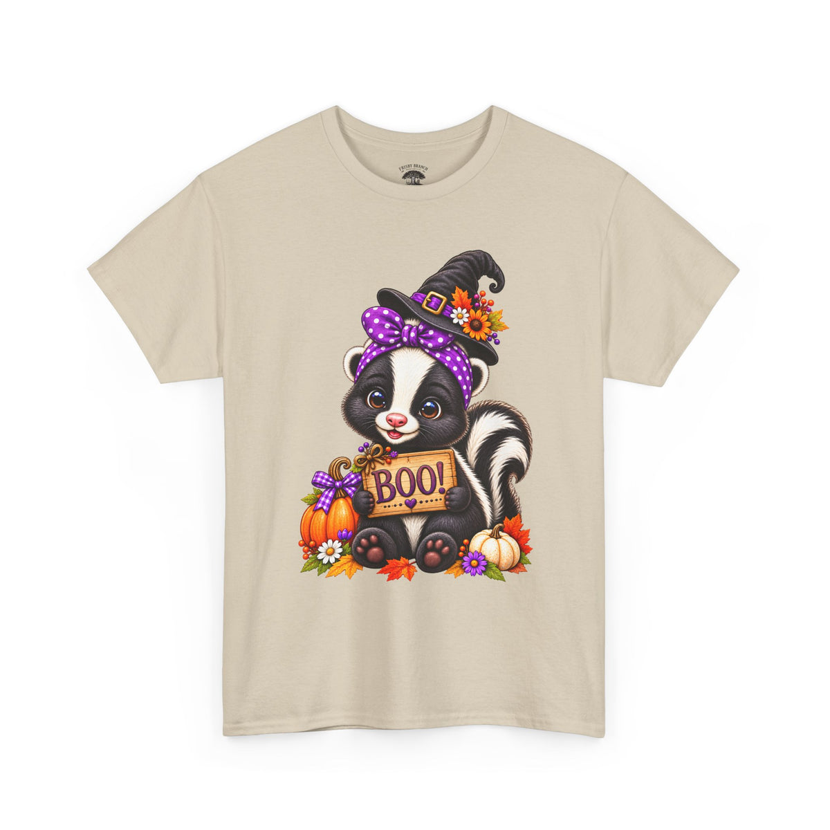 Halloween Skunk Tee – Cute Witch Hat ‘Boo!’ Pumpkin Graphic T-Shirt
