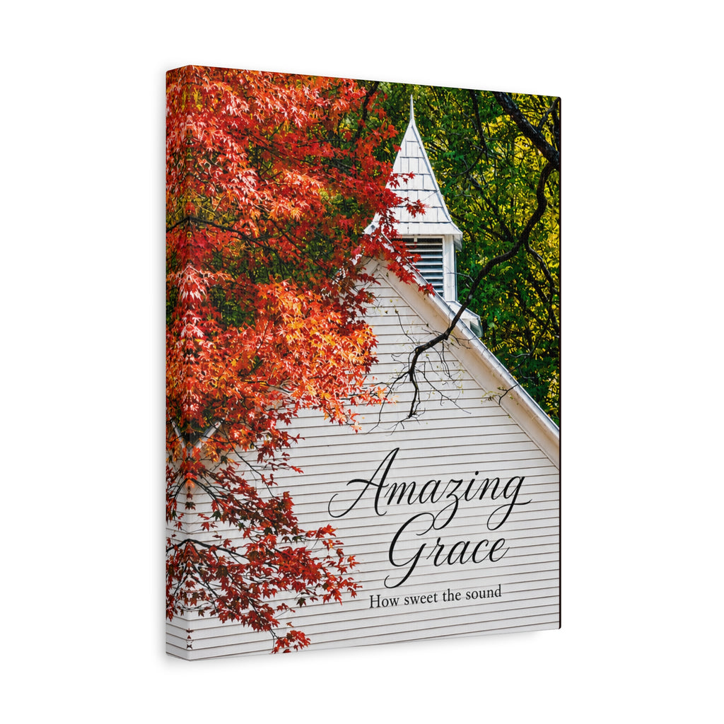 Amazing Grace Canvas Wall Art — Autumn Church Print, 'How Sweet the Sound'