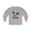 Cute Patchwork Puppy Long Sleeve Tee — Adorable Valentine Dog Graphic Shirt