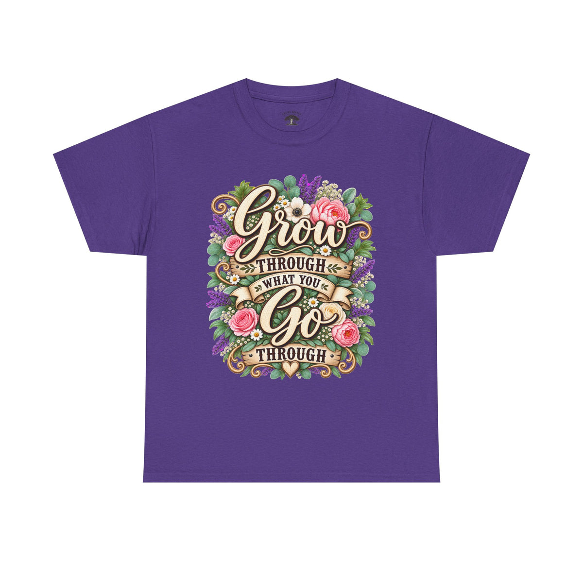 Inspirational Floral Tee — “Grow Through What You Go Through” Motivational T‑Shirt