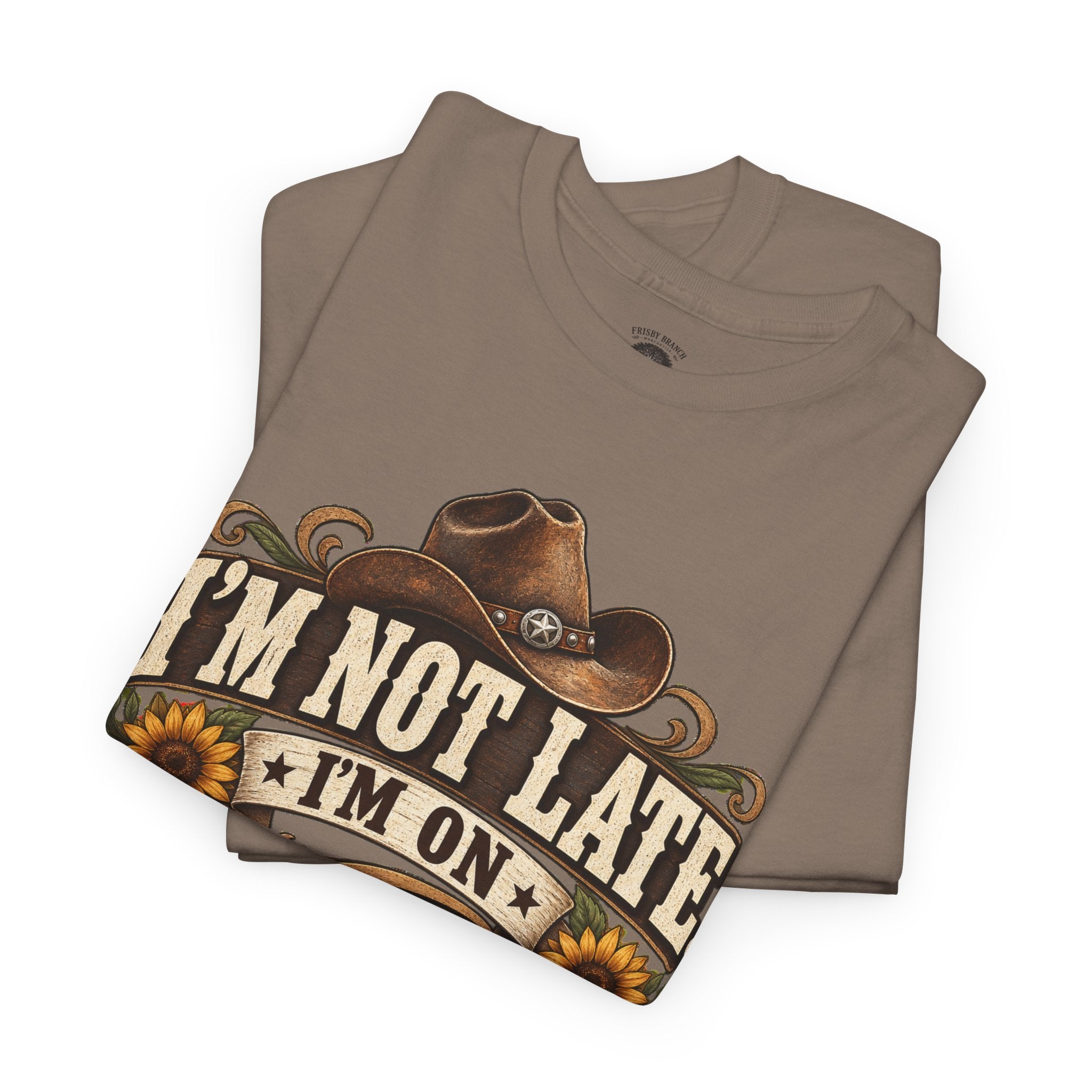 Country Time Tee — “I’m Not Late, I’m On Country Time” Vintage Cowboy T-Shirt