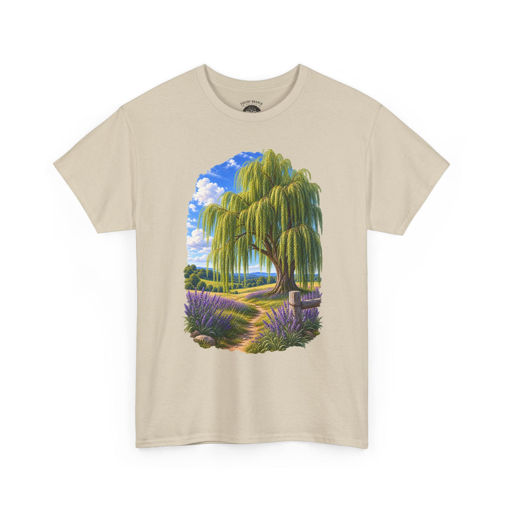 Willow Path T-Shirt — Scenic Lavender Meadow Graphic Tee