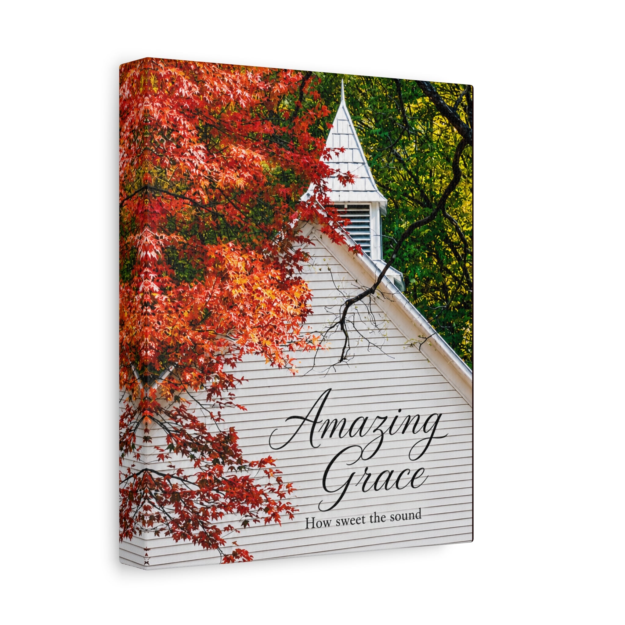 Amazing Grace Canvas Wall Art — Autumn Church Print, 'How Sweet the Sound'