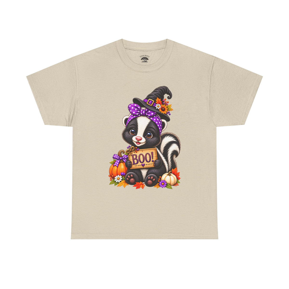 Halloween Skunk Tee – Cute Witch Hat ‘Boo!’ Pumpkin Graphic T-Shirt