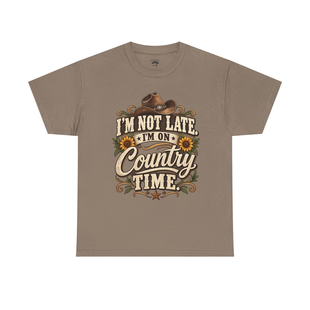 Country Time Tee — “I’m Not Late, I’m On Country Time” Vintage Cowboy T-Shirt