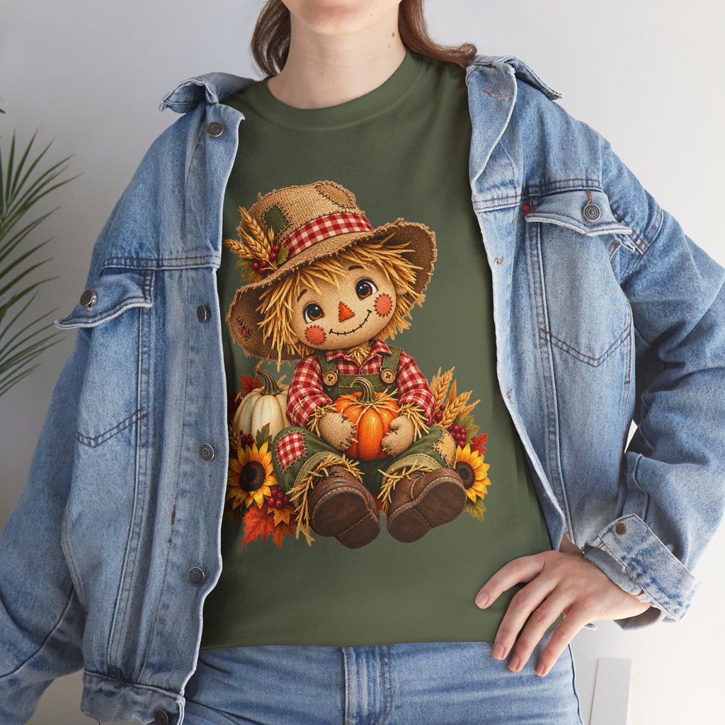 Autumn Scarecrow Tee — Cute Fall Harvest Pumpkin Shirt