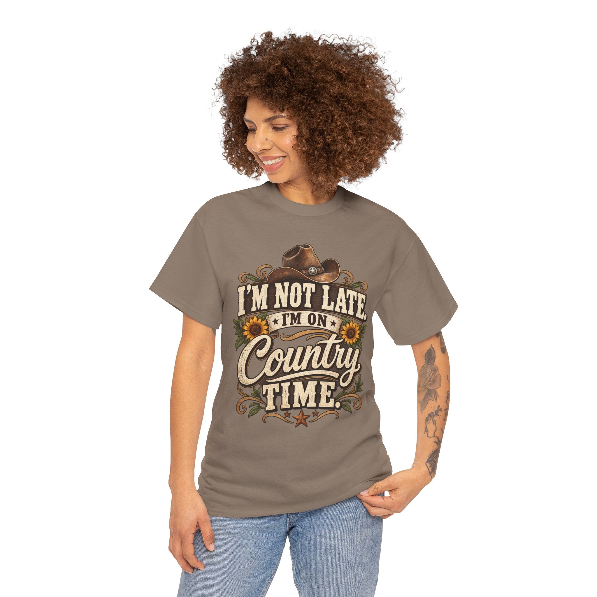 Country Time Tee — “I’m Not Late, I’m On Country Time” Vintage Cowboy T-Shirt