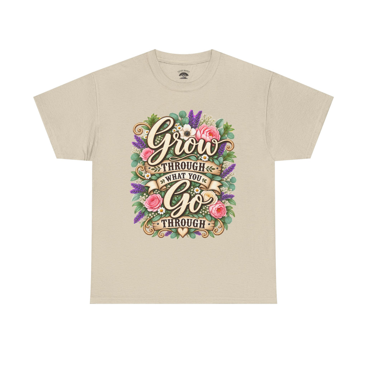 Inspirational Floral Tee — “Grow Through What You Go Through” Motivational T‑Shirt