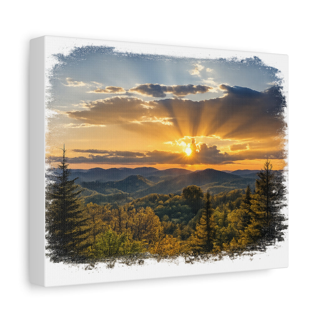 Sunrise Over Mountains Matte Canvas Wall Art — Stretched 1.25"