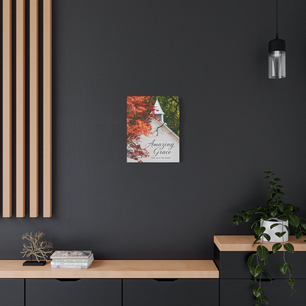 Amazing Grace Canvas Wall Art — Autumn Church Print, 'How Sweet the Sound'