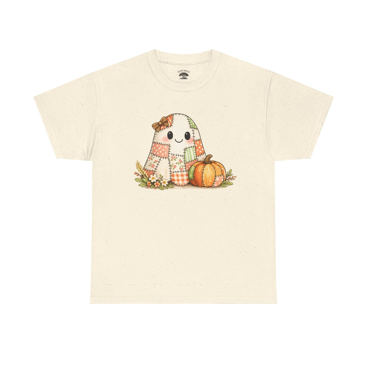 Cute Patchwork Ghost Tee — Fall Pumpkin Halloween T‑Shirt