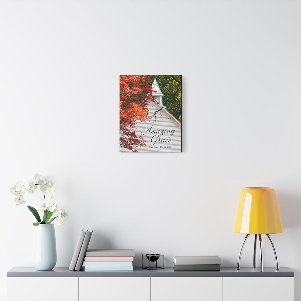 Amazing Grace Canvas Wall Art — Autumn Church Print, 'How Sweet the Sound'