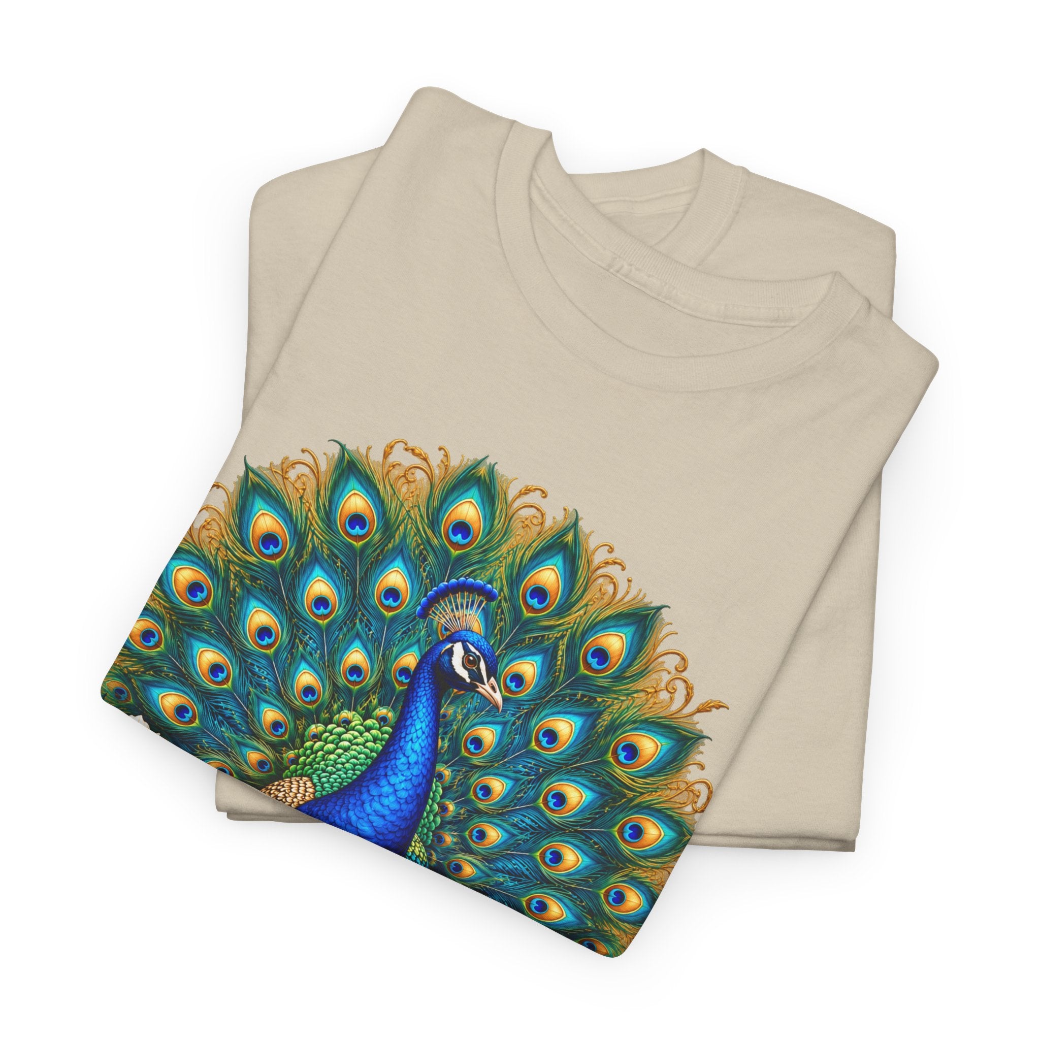 Peacock Floral Tee - Vibrant Blue Peacock Graphic Shirt