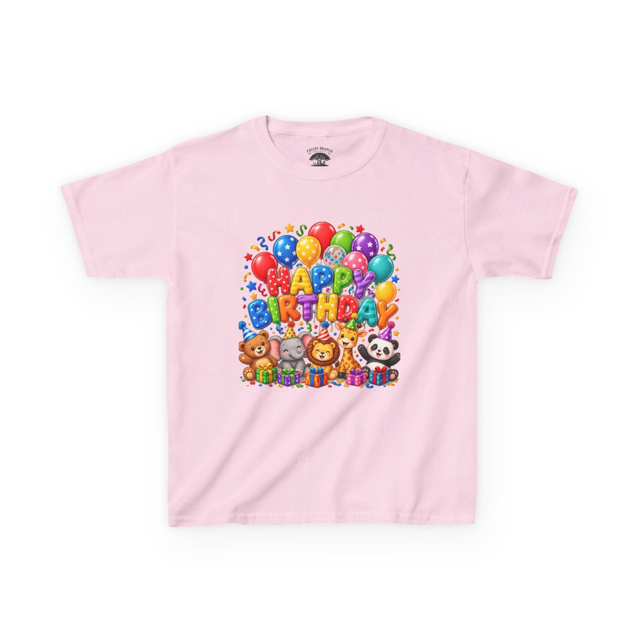 Kids 'Happy Birthday' Tee — Colorful Balloons & Cute Animals Birthday Shirt