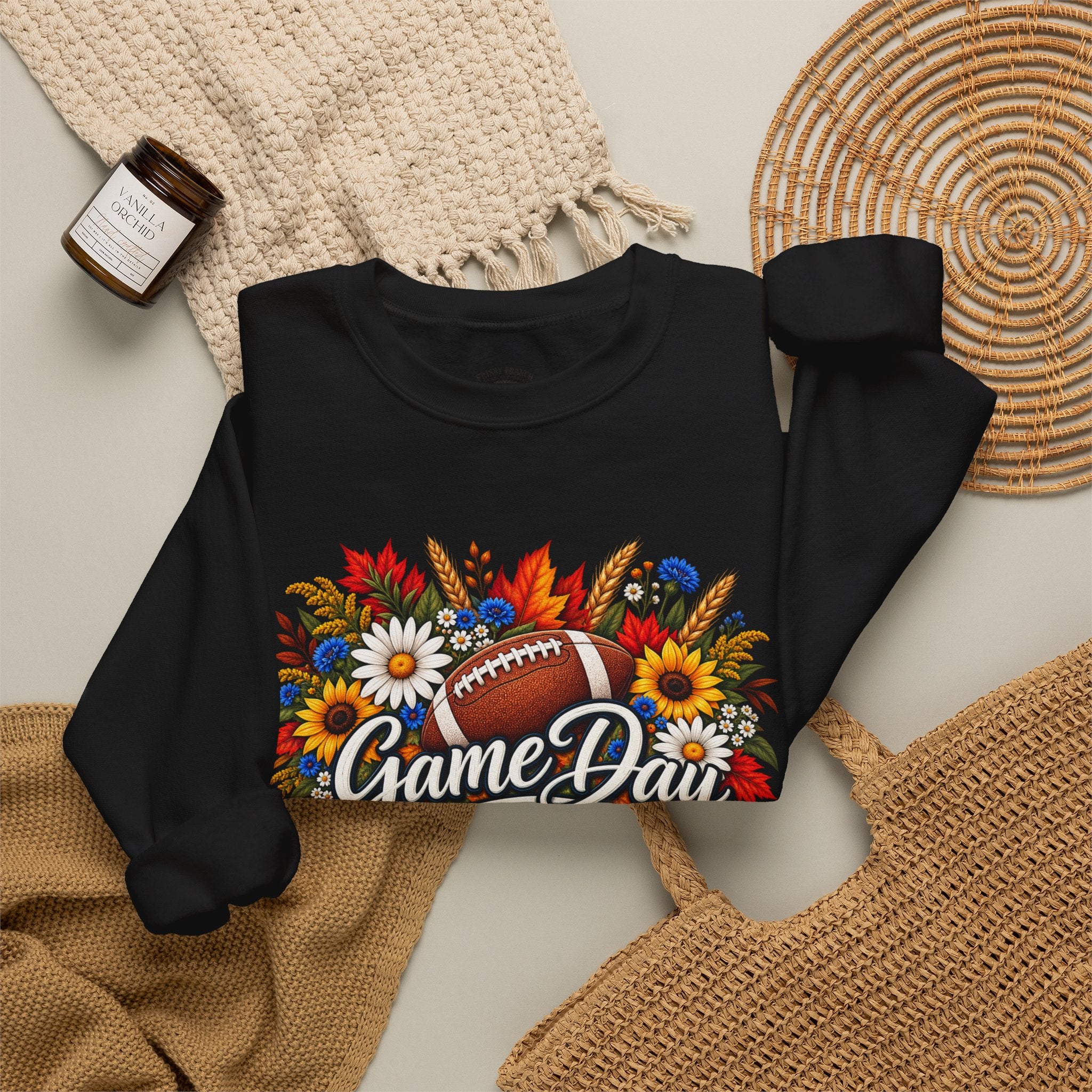 Game Day Floral Football Crewneck Sweatshirt