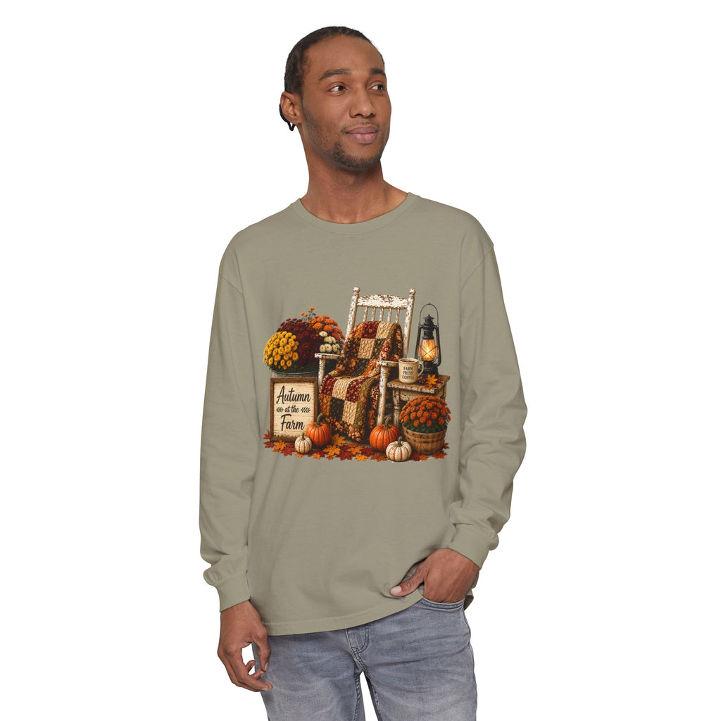 Autumn on the Farm Long Sleeve Tee — Cozy Fall Harvest Graphic Shirt