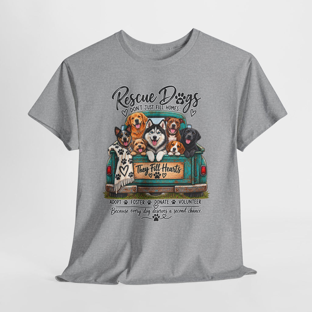 Rescue Dogs Truck T-Shirt — 'They Fill Hearts' Shelter Rescue Tee