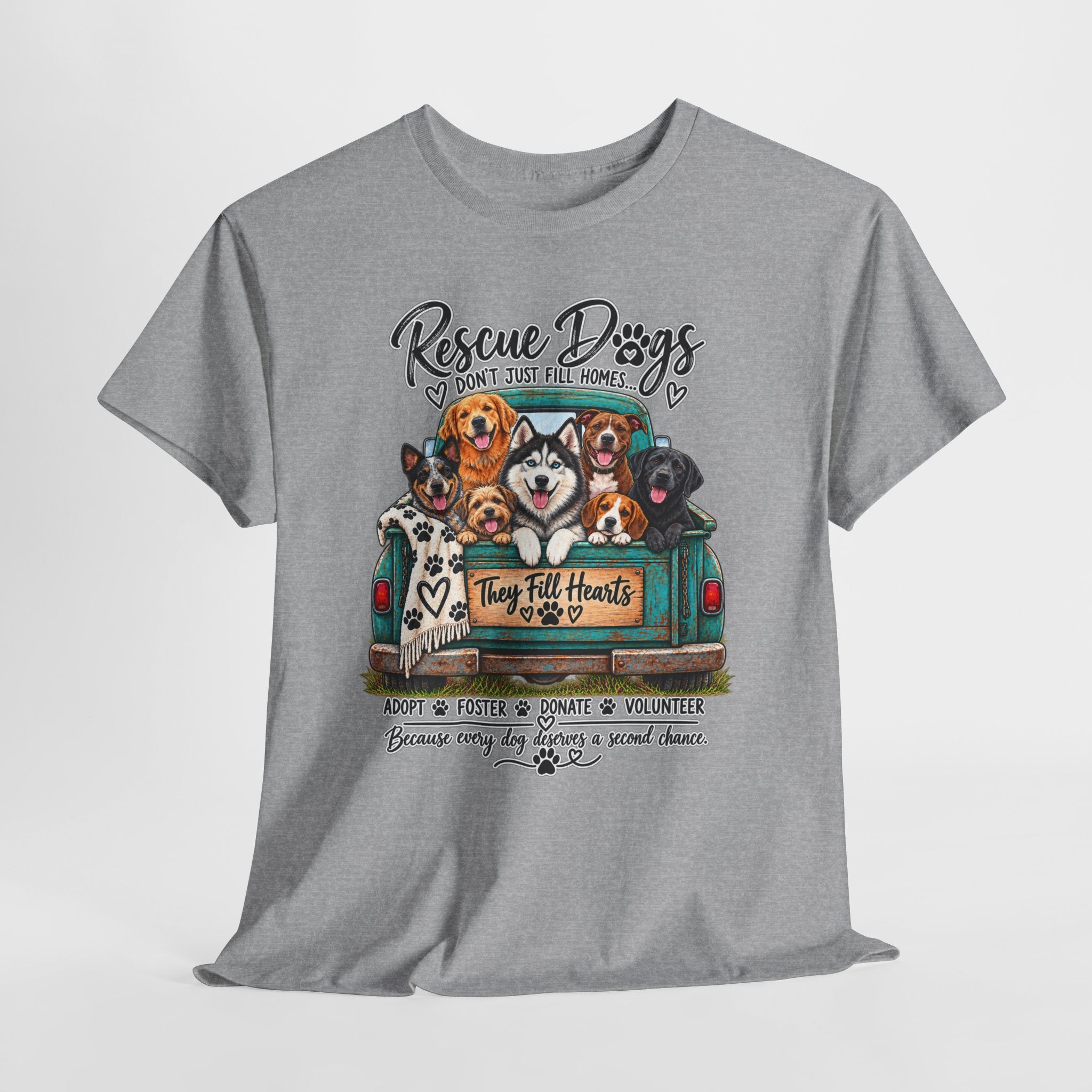 Rescue Dogs Truck T-Shirt — 'They Fill Hearts' Shelter Rescue Tee