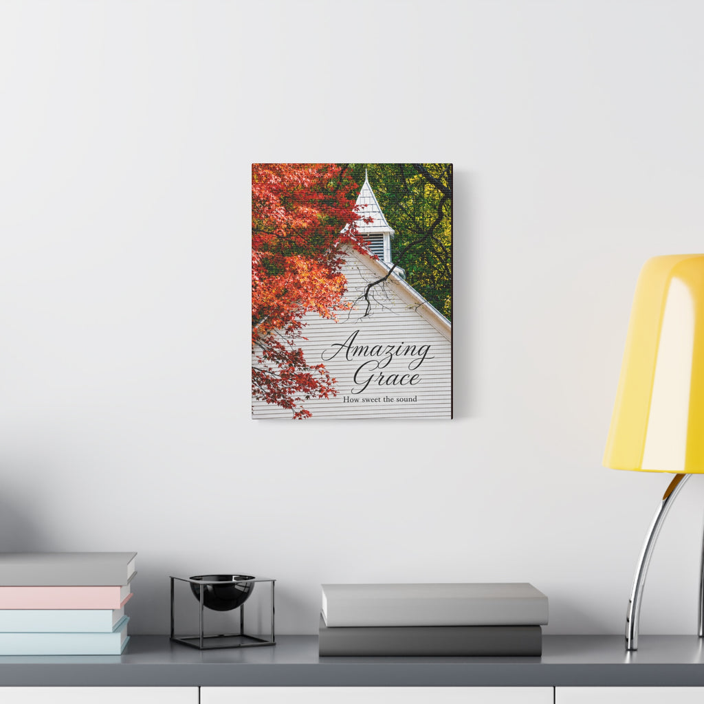 Amazing Grace Canvas Wall Art — Autumn Church Print, 'How Sweet the Sound'
